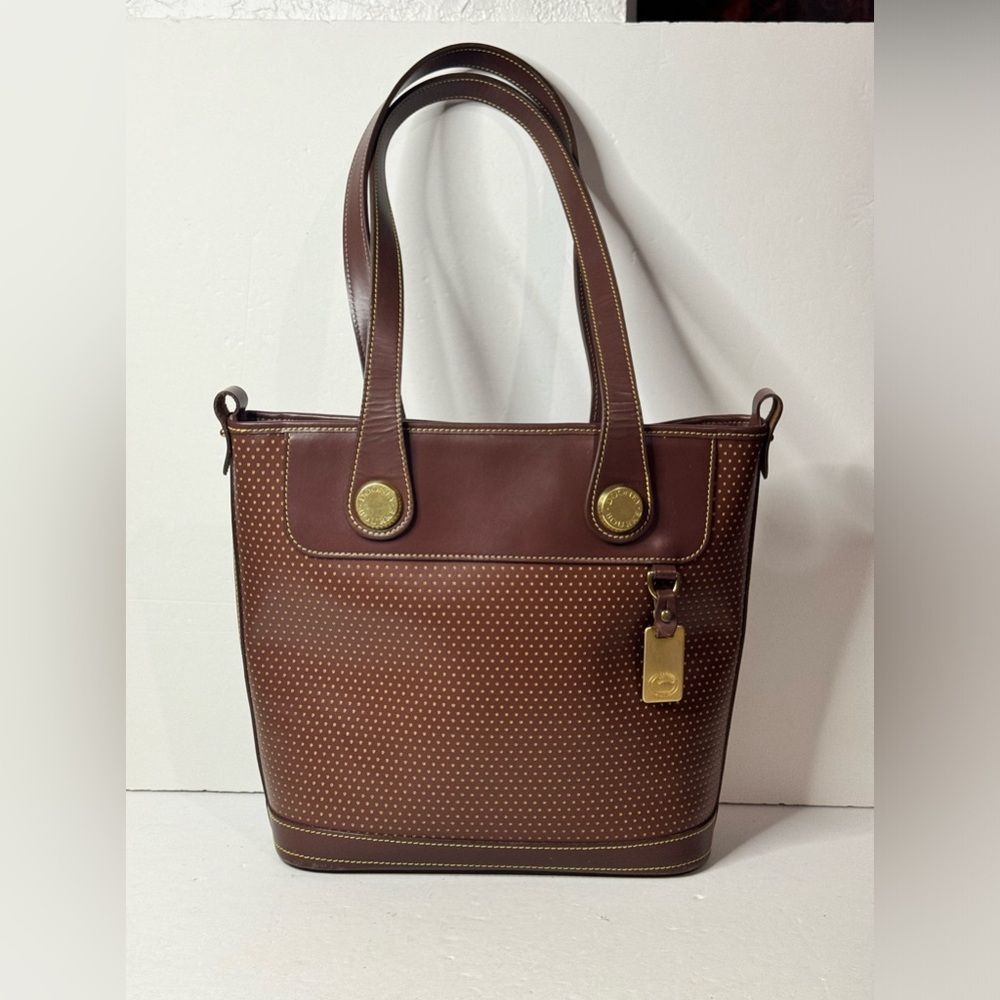 DOONEY & BOURKE Vintage Beautiful Brown Perfored Leather Bucket Shoulder Handbag